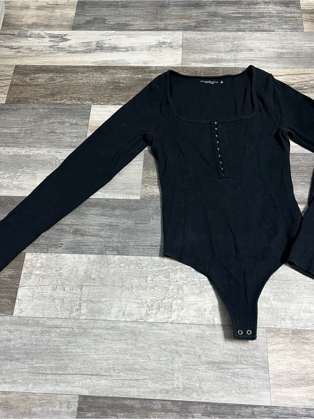 Abercrombie & Fitch black square neck ribbed bodysuit
